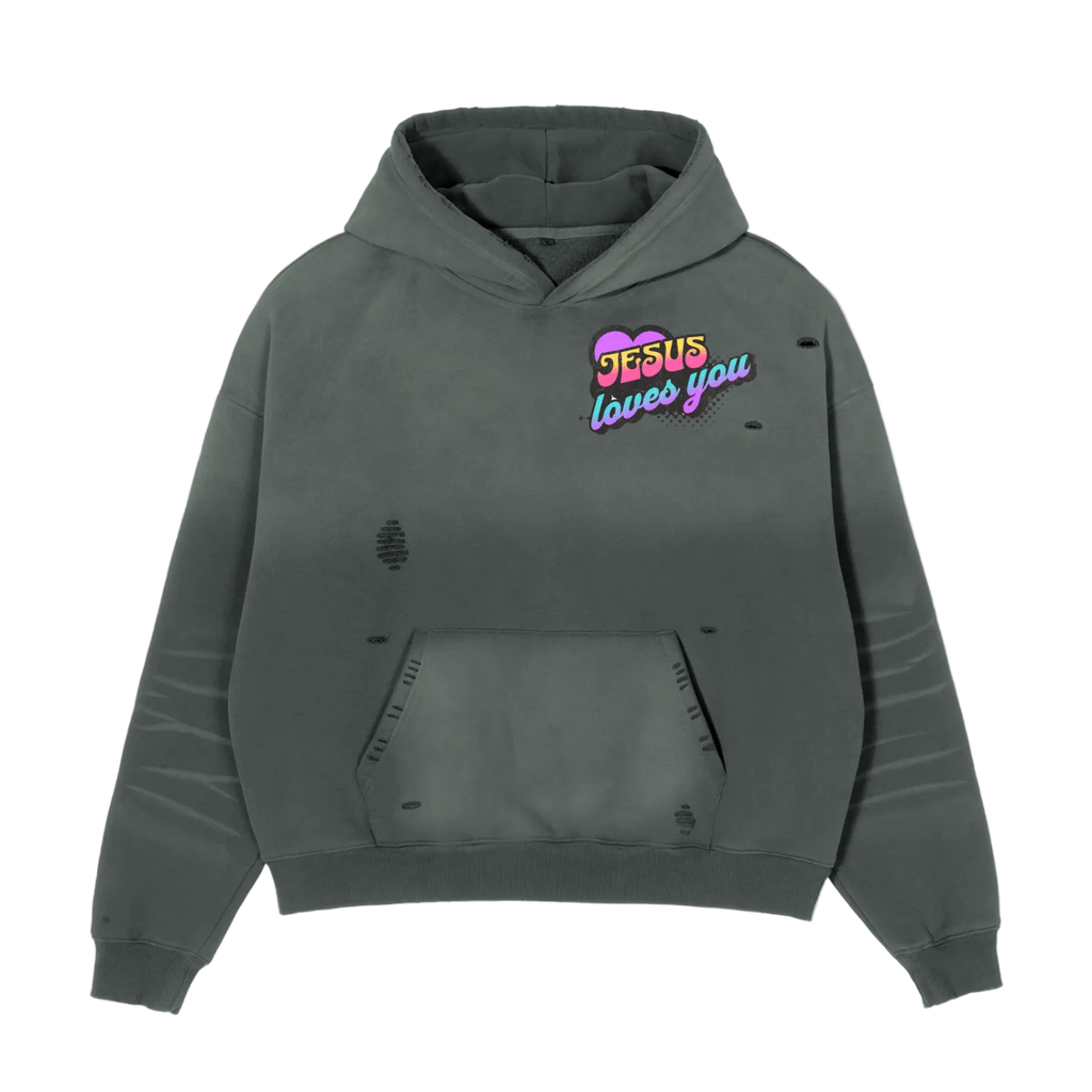 Jesus Loves You Retro Boxy Fleece Hoodie