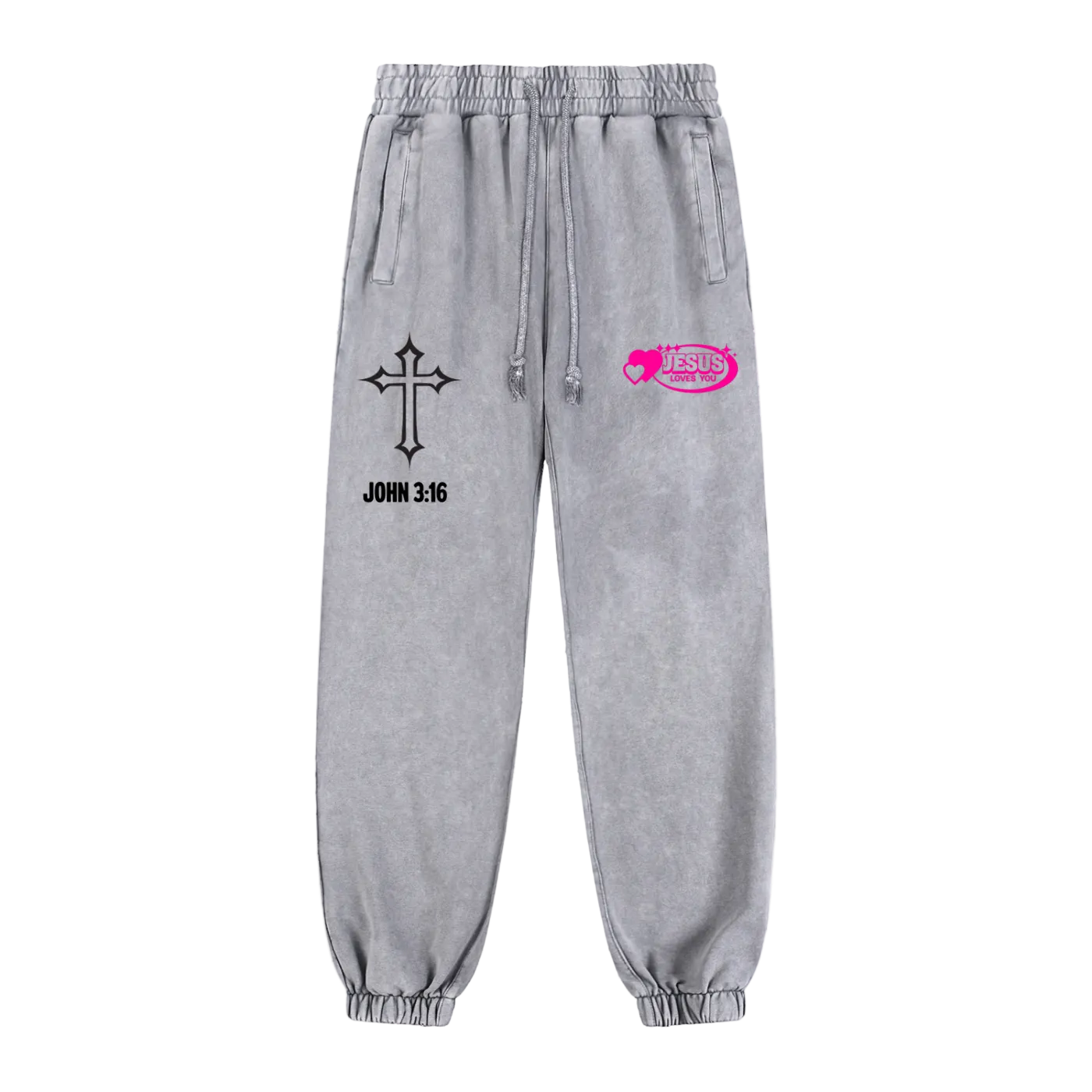 Snow Washed Jesus Loves You Sweatpants