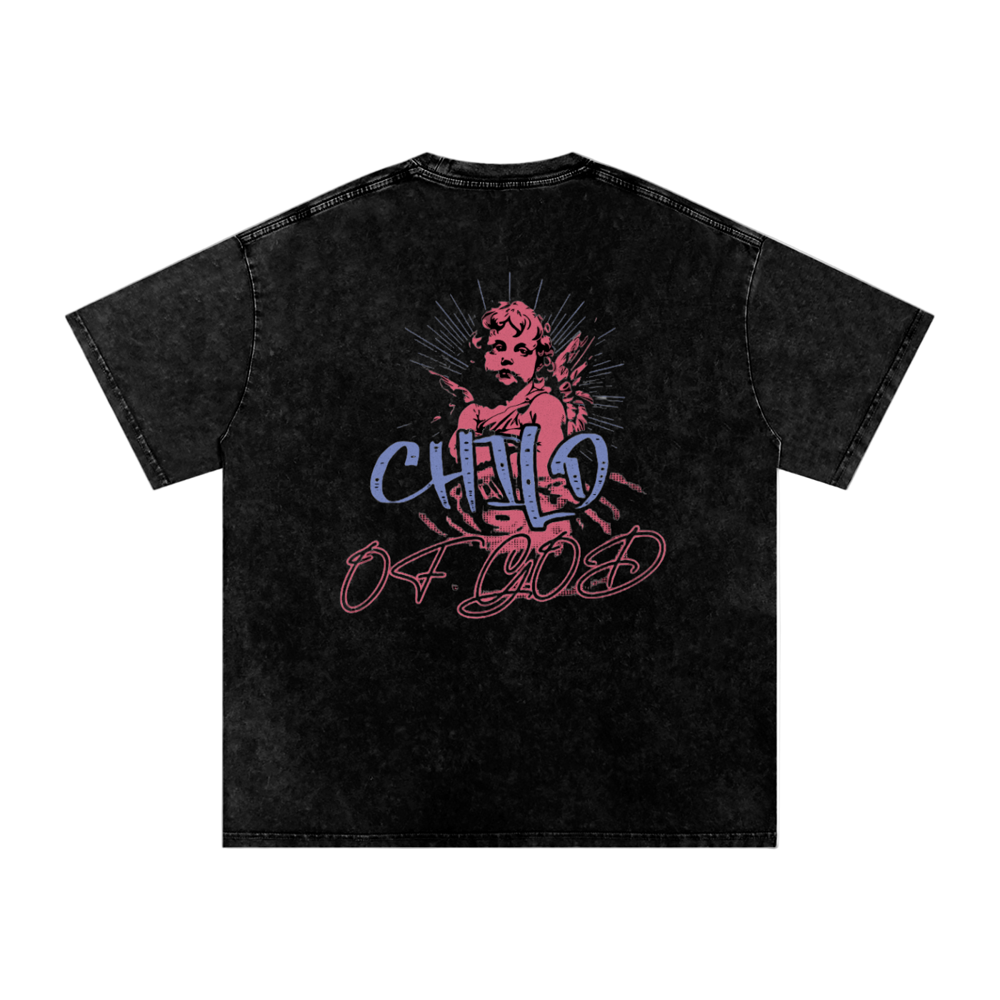 Black snow washed oversized t-shirt with Child of God graphic and relaxed fit design