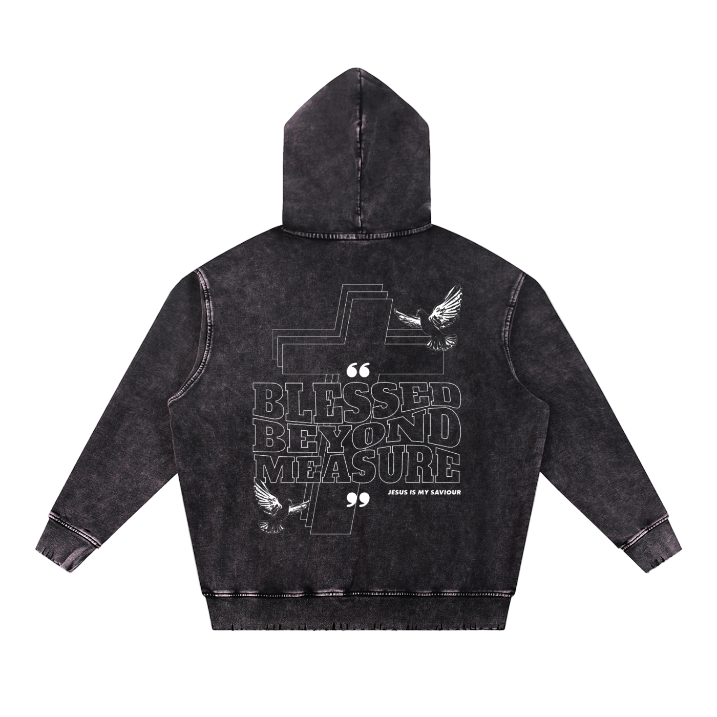 Child of God Philippians 4:13 Hoodie black spiritual sweatshirt with Blessed Beyond Measure print and dove graphics on back