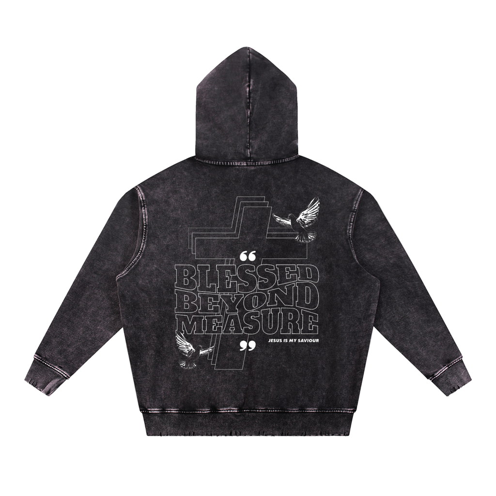 Child of God Philippians 4:13 Hoodie black spiritual sweatshirt with Blessed Beyond Measure print and dove graphics on back