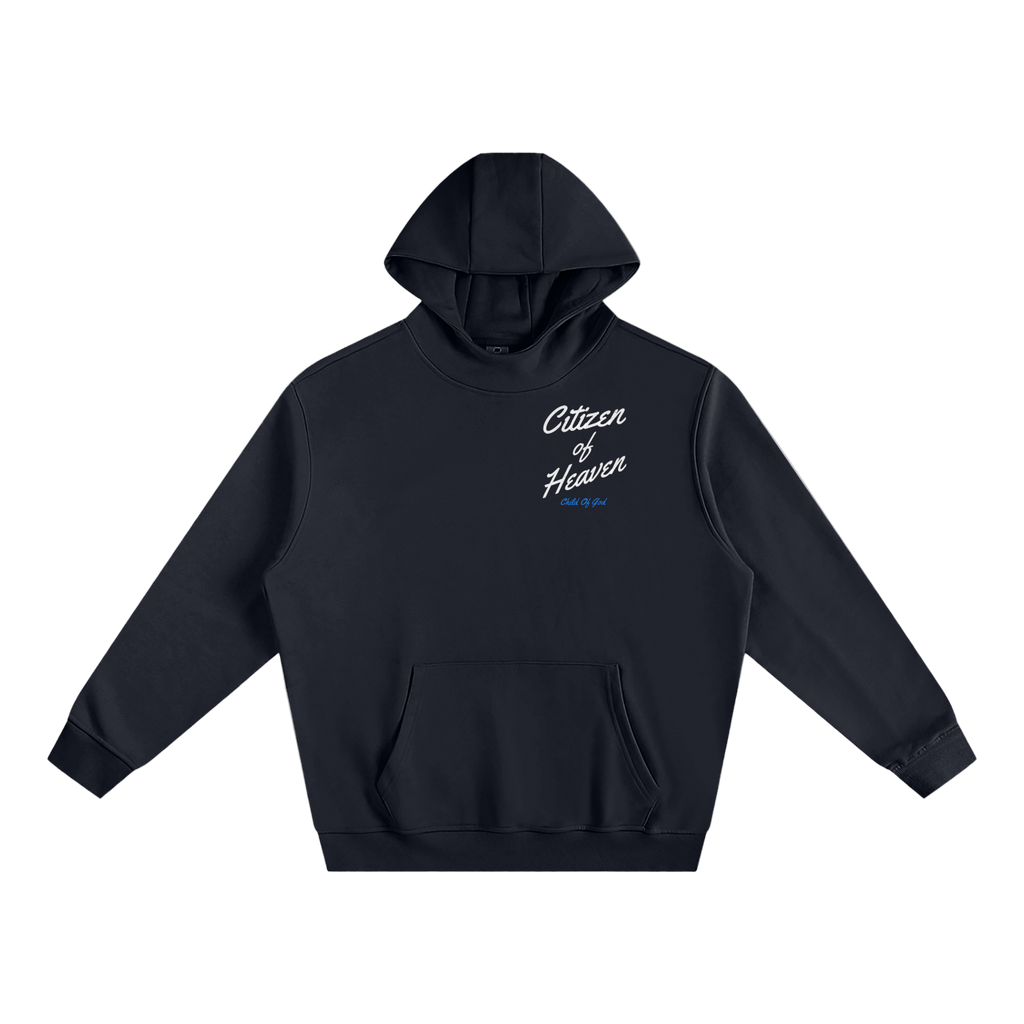 Black Citizen of Heaven Hoodie with front text and hood, casual cotton blend pullover.