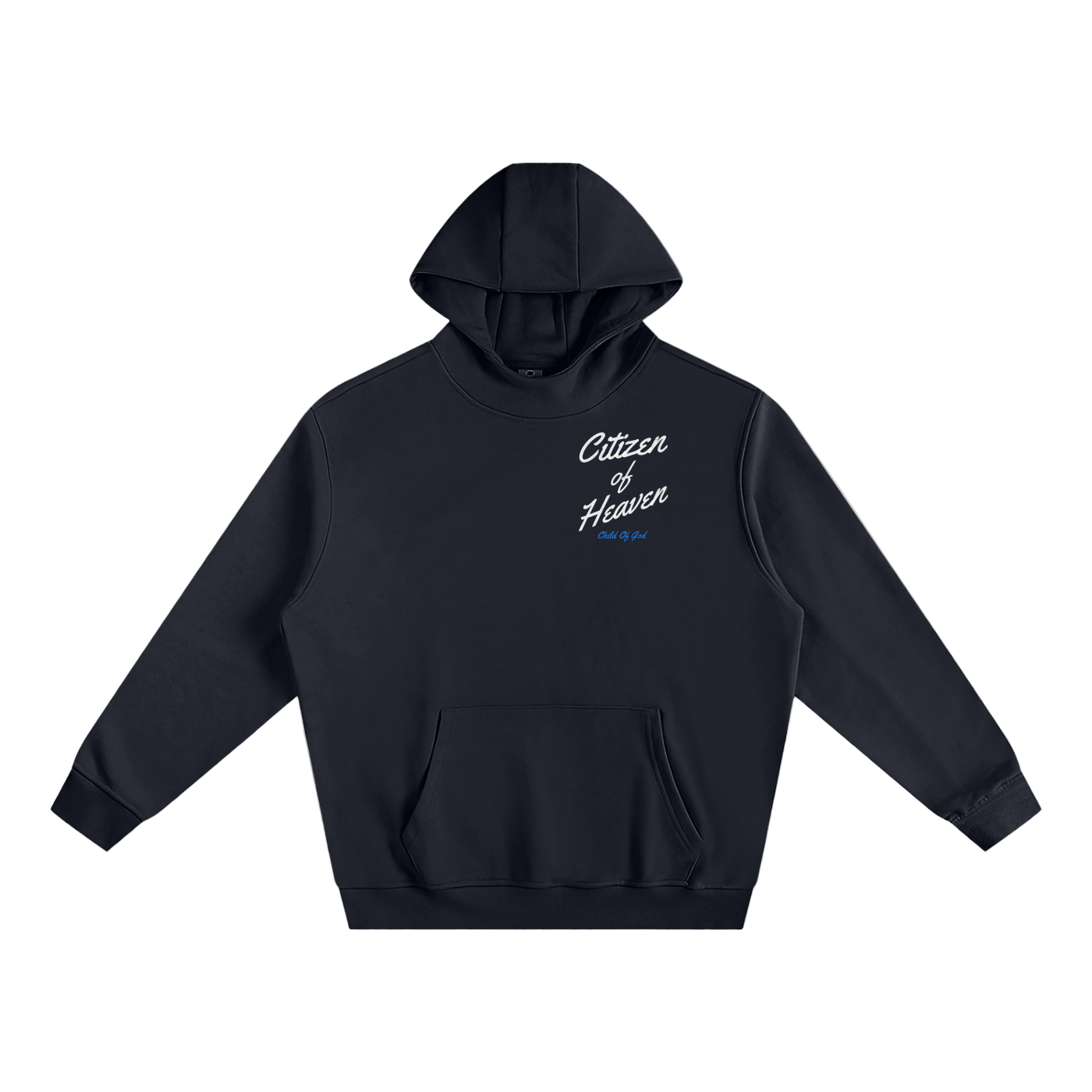 Black Citizen of Heaven Hoodie with front text and hood, casual cotton blend pullover.