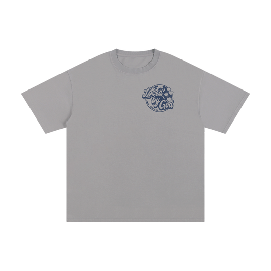 Gray Loved by God T-Shirt with front text design and spiritual message