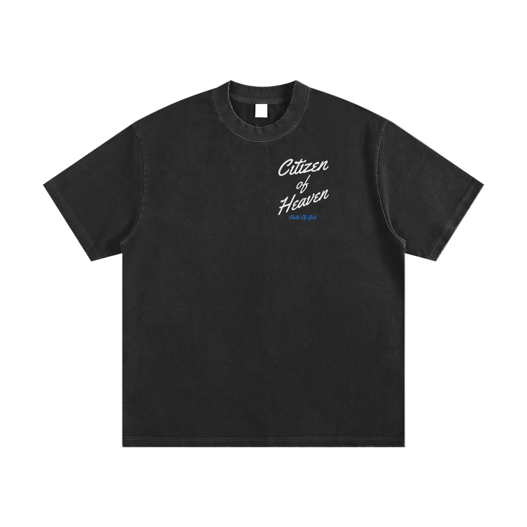 Black Citizen of Heaven T-shirt with faith-inspired text on front and back, Philippians 3:20 design.